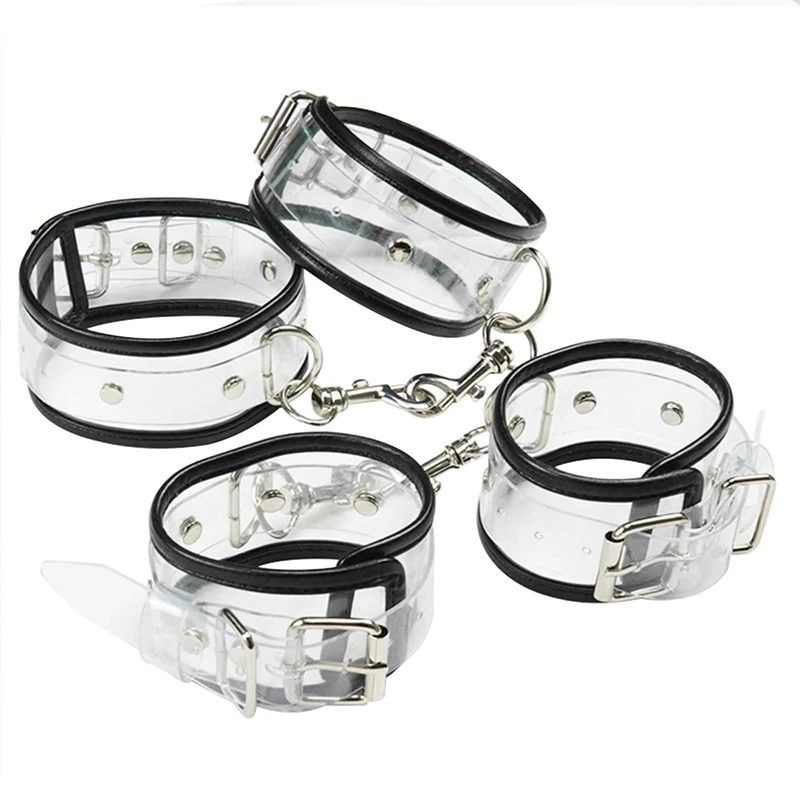 

Sexy Adjustable Clear Shackles Handcuffs set Ankle Cuff Restraints BDSM Bondage Toy Soft Plastic Sex Tied Up Exotic Accessories