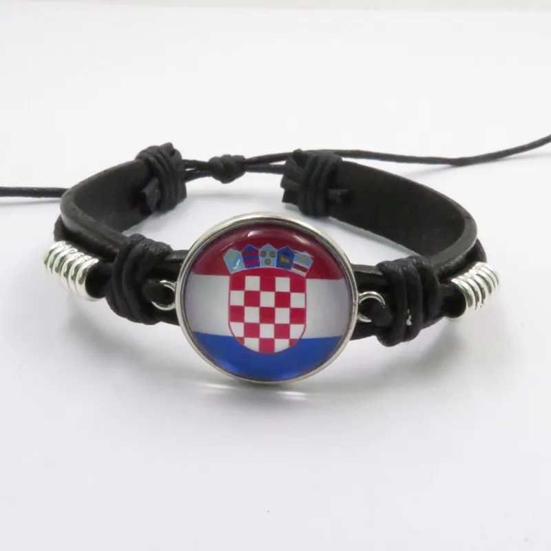 Infinity somalia, Испания, Бразилия, Испания, Бразилия, флаг Люсия, кожаные браслеты для мужчин и женщин, на заказ - Окраска металла: Croatia