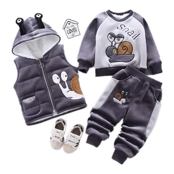 

Coat+Sweatshirt and Pants Winter Warm 3 Pcs Clothes for Girls Boy 0-4 Years Cartoon Casual Infant Boy Baby Girl Clothes Set 2020