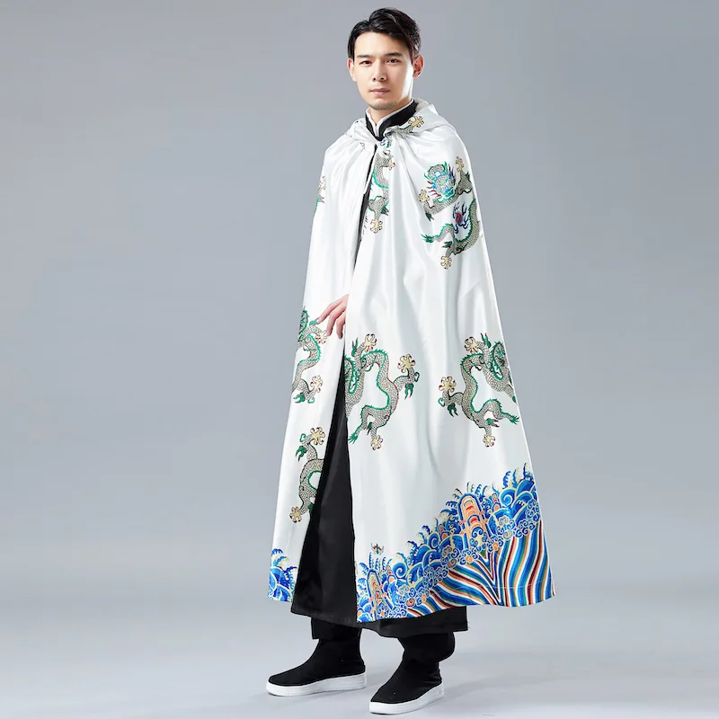 

Chinese traditional style 2019 new vintage ancient chinese robes cloak Shawl kung fu robes mens trench coat jacket windbreaker