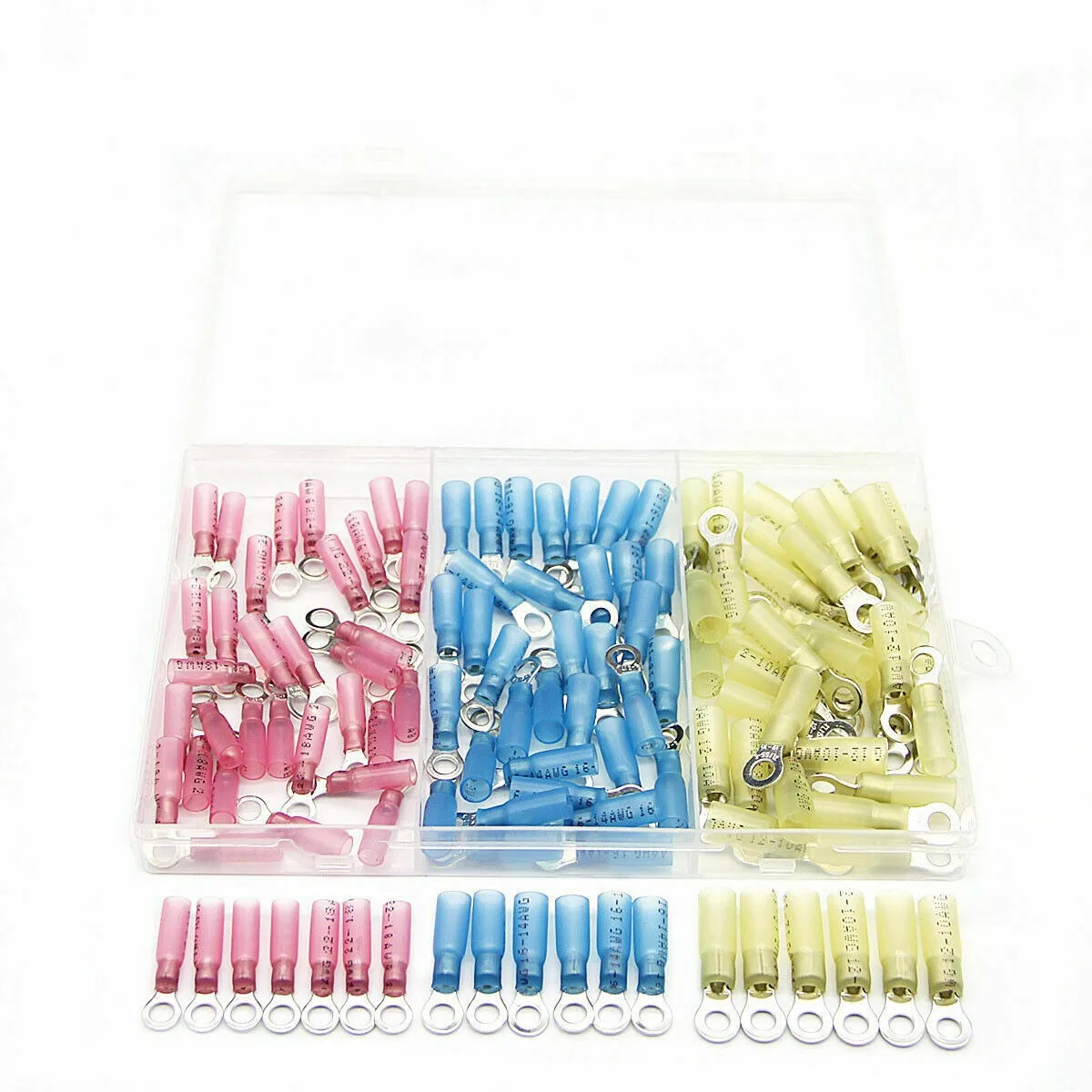 

120Pcs Assortment Heat Shrink Waterproof M5 Ring Eyelet Electrical Wire Butt Connector Cable Splice Crimp Terminals 22-10AWG Kit