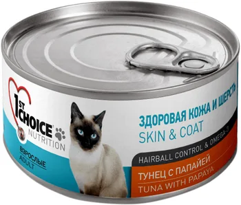 

1ST CHOICE 1ST CHOICE CAT ADULT bezzernovye for adult cats with tuna and papaya 85g