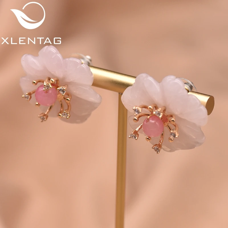XlentAg серьги гвоздики из стерлингового серебра 925 пробы с натуральным кристаллом