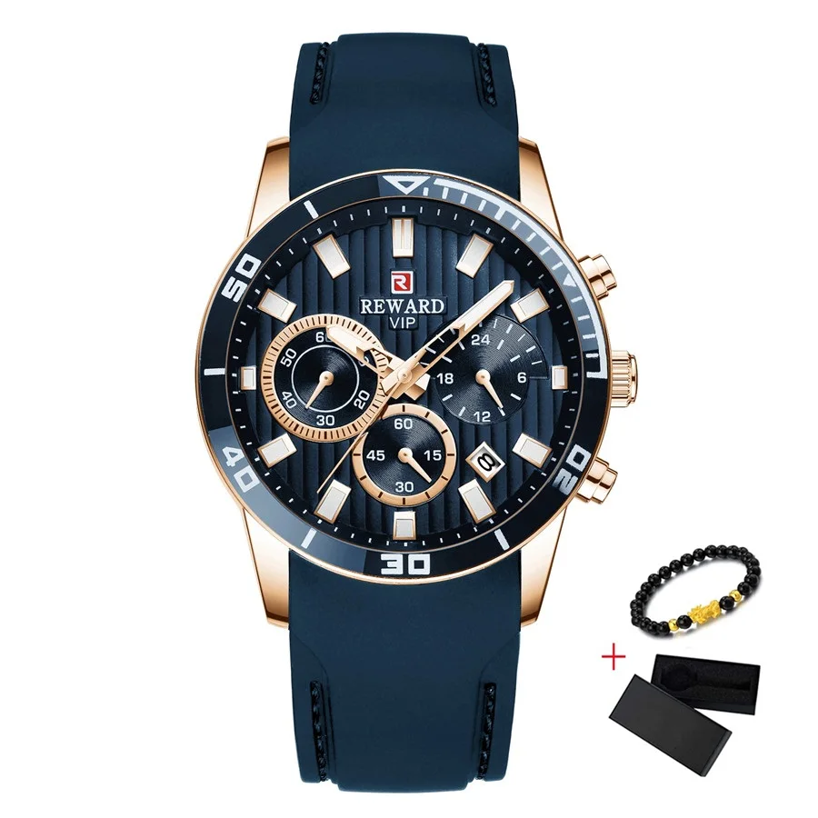 Gold Blue Blue Наградные Зеленые Силиконовые часы для мужчин люксовый бренд хронограф мужские спортивные часы кожаный ремешок кварцевые наручные часы Relogio Masculino - Цвет: Gold Blue Blue