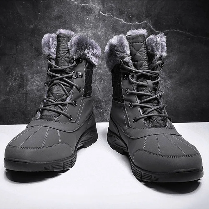 

Waterproof Snow Boots Men Winter Shoes Thick Sole Non-slip Warm Plush Cold Winter Male Footwear Brand Mens Ankle Boots KA4081