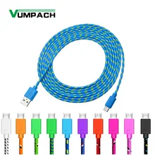 Vumpach Nylon Braided Micro USB Cable 1m/2m/3m Data Sync USB Charger Cable For Samsung HTC LG Huawei Xiaomi Android Phone Cables