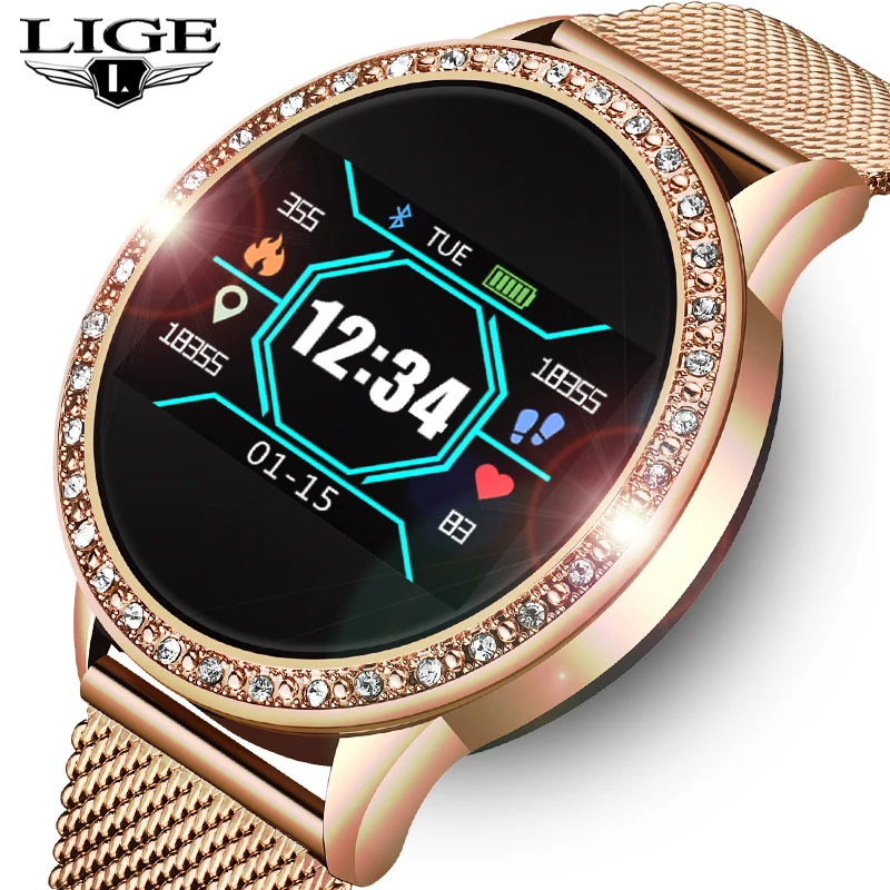 LIGE 2020 New Ladies Smart Watch Women Blood Pressure Heart Rate Monitor Fitness tracker Sport Alarm clock reminder Smartwatch |