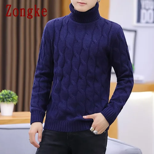 남성용 흰색 터틀넥 스웨터, 단색 줄무늬 풀오버, 터틀넥 M-2XL, 겨울 코트, 2023 신상 4