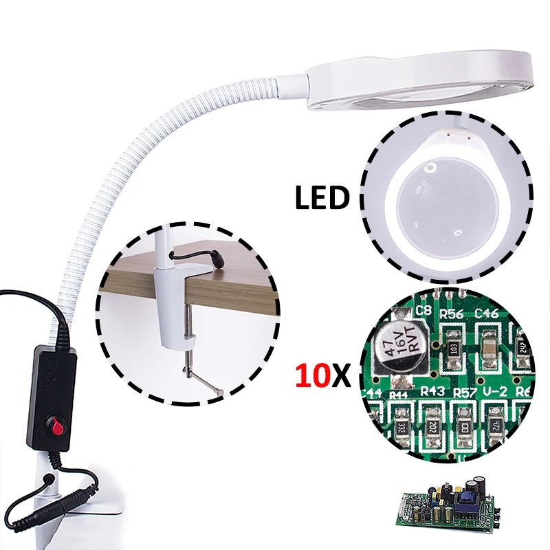 

Adjustable Table Lamp Magnifier 3X 5X 8X10X Magnifier LED Light Magnifier Repair Tool Magnifier Magnifier Desktop Magnifier Ligh