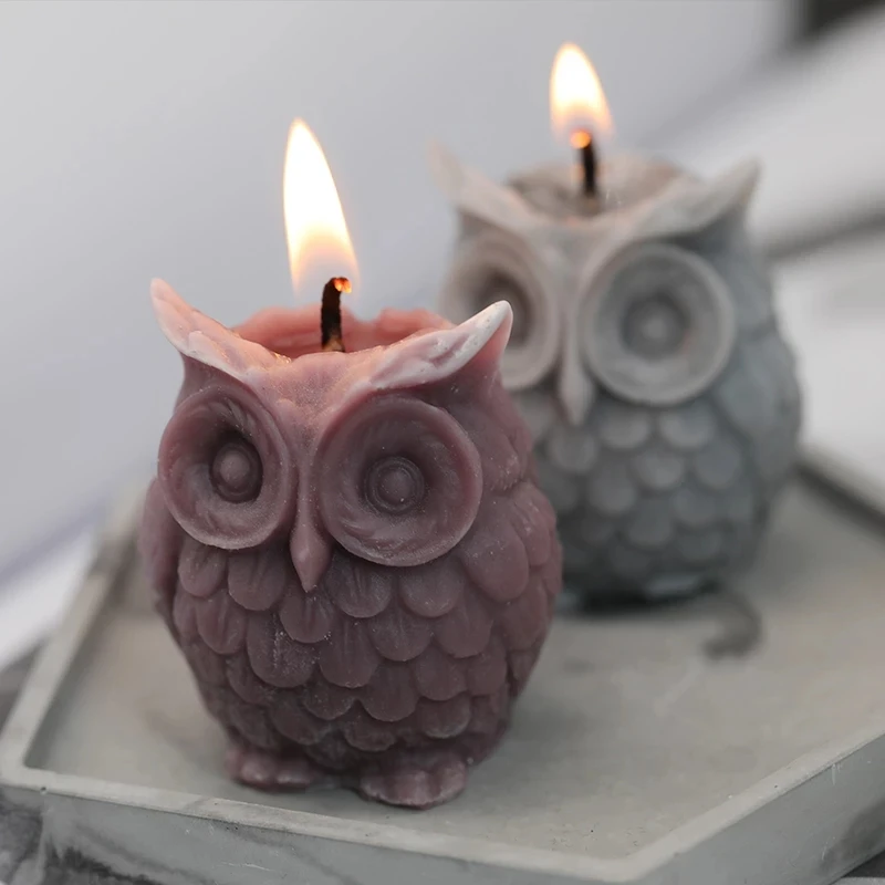 

3D Owl Candle Mold Silicone Soap Resin Clay Fondant Cake Chocolate Candy Pastry Baking Body Female Wax Mold Christmas Cake Tools