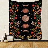 Sun And Moon Bohemia Flowers Plants Pattern Blanket Tapestry Bedroom Bedspread Decoration