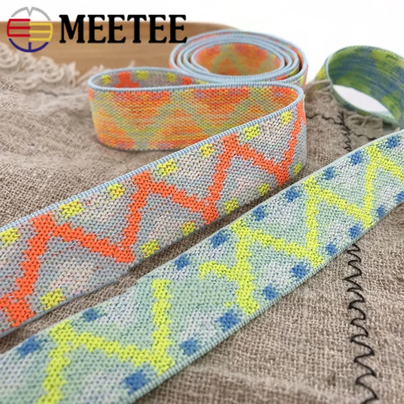 Meetee 3/10 м 2,5 см Толстая эластичная лента жаккардовые украшения резинка стрейч брюки юбка пояс DIY аксессуары для пошива одежды
