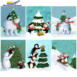 Peinture encadrée par numéros sur toile acrylique, arbre de noël, dessin artistique, paysage, peint à la main 