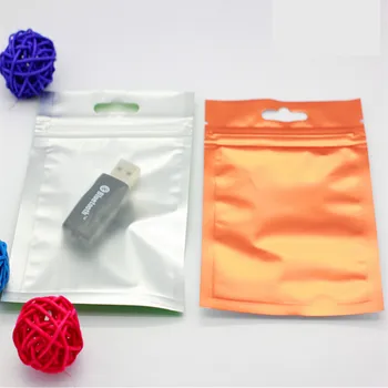 

100Pcs/Lot 8.5*13cm Tear Notch Flat Pouches Translucent Orange Mylar Foil Zip Lock Stock Bag with Hang Hole