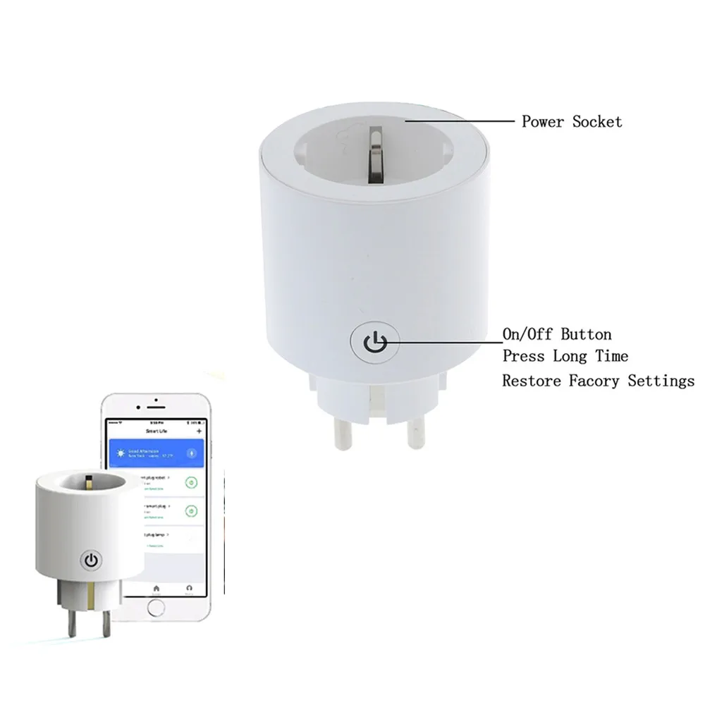 Universal Wifi Smart Socket Power Plug EU Standard Outlet Remote Control Energy Monitor Work with Amazon Alexa and Google Home