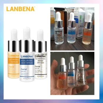 

LANBENA Vitamin C Serum+Six Peptides Serum 24K Gold+Hyaluronic Acid Serum Anti-Aging Moisturizing Skin Care Whitening Brighten