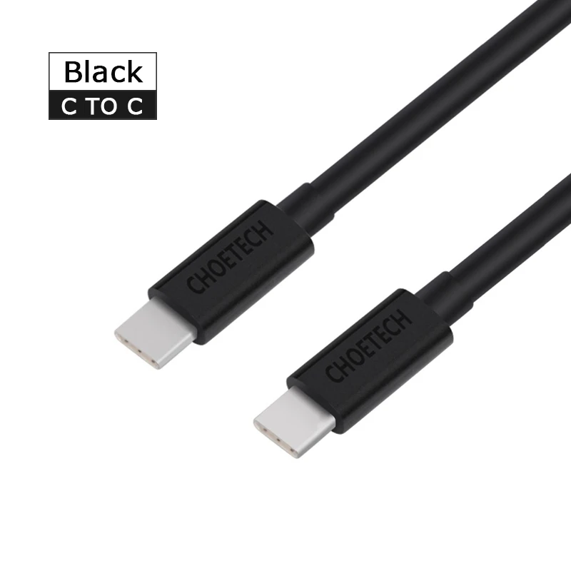 CHOETECH usb type C к USB C кабель быстрого зарядного устройства для samsung Galaxy S9 Plus PD 60W QC3.0 3A кабель быстрой зарядки для устройств type-C - Цвет: Черный