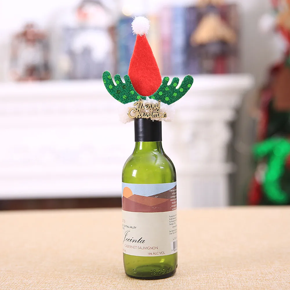 Рождественские украшения для дома navidad рождественское настольное украшение, колпачок для бутылки, вечерние, натальные, Санта-Клаус, лося, крышка для винной бутылки B1
