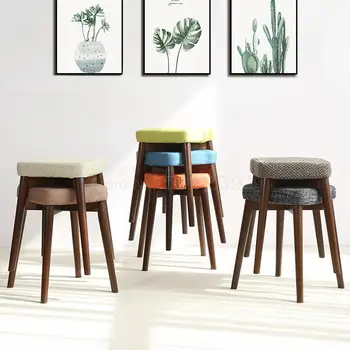 

Family Dining Stool Dining Chair Nordic Simple Stool Fashion Creative Makeup Stool Bench Cloth Art Stool