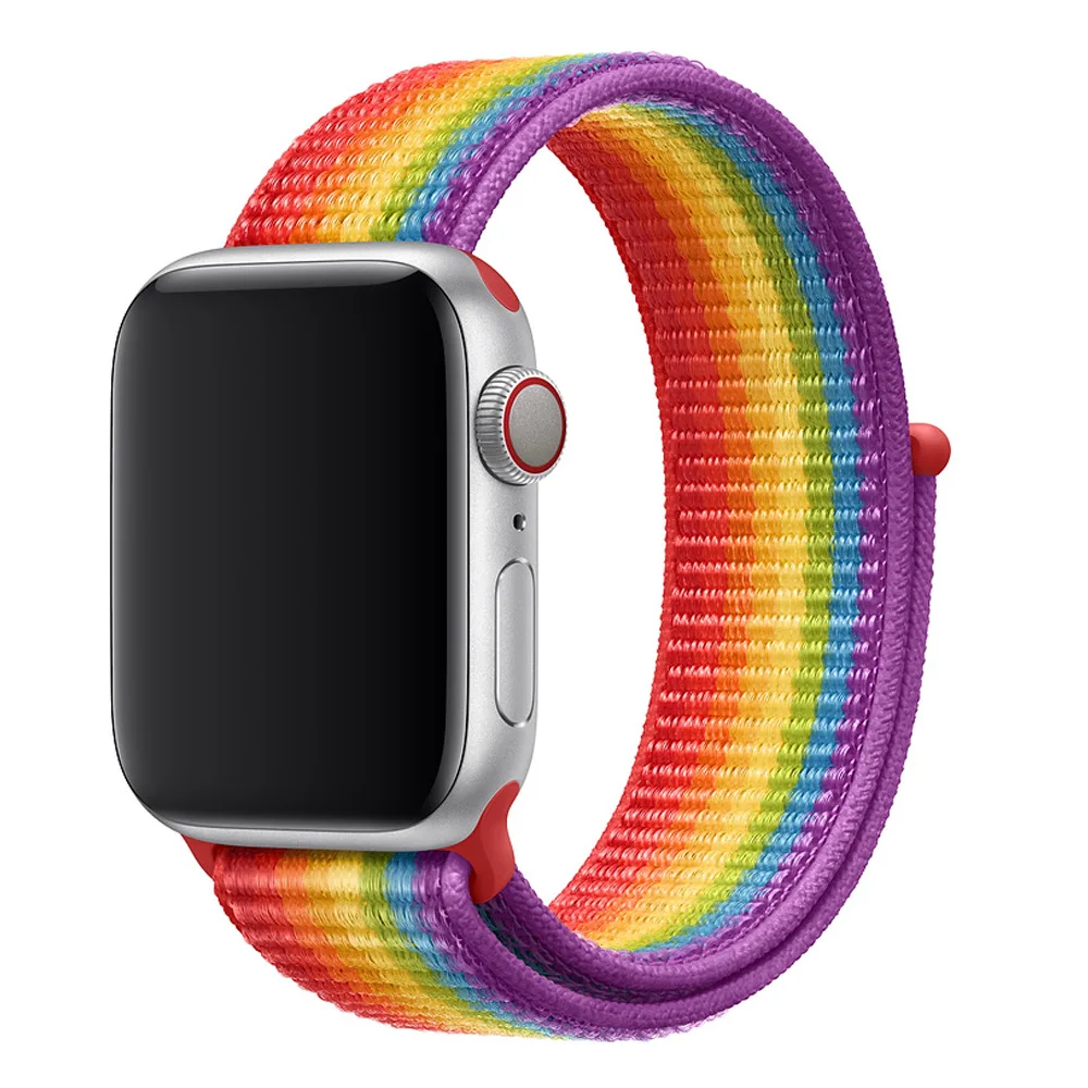 Ремешок для наручных часов Apple Watch 4 5/3/2/1 38 мм 42 мм 62 NewColors нейлон мягкий дышащий сменный ремешок петли для наручных часов iwatch серии 4 40 мм 44 мм - Цвет ремешка: 8CHS