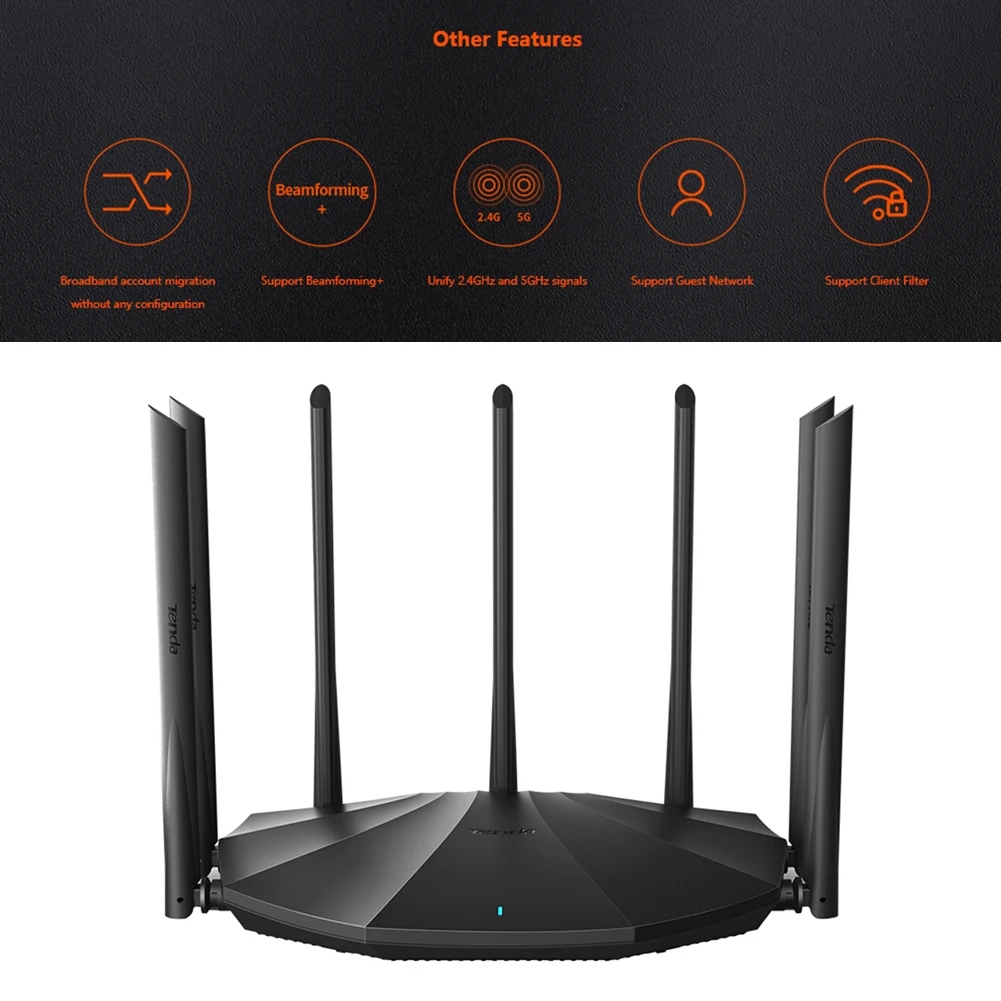 best wifi router Tenda AC23 2100M Gigabit Dual WiFi Router Không Dây 2.4 + 5GHz Repeater Vùng Phủ Sóng Rộng Hơn Mạng Nối Dài với 7x 6dBi internet amplifier best buy