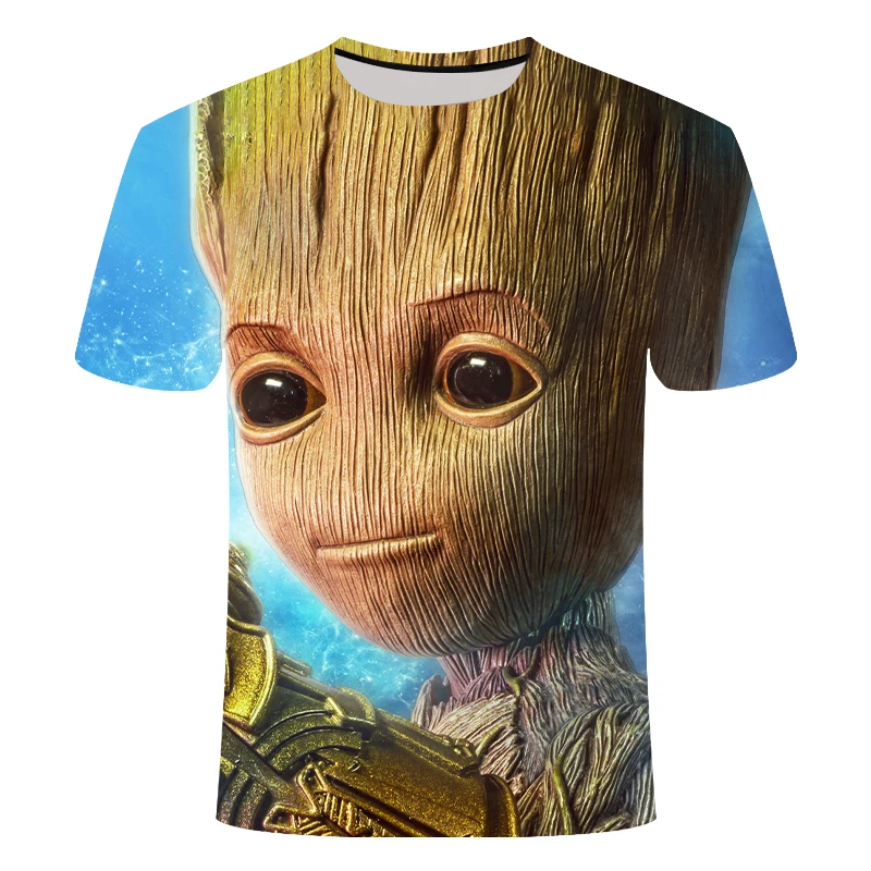 Супергерой футболка с изображением грута Galaxy Guardian Movie Повседневная футболка с короткими рукавами для мужчин и женщин-подростков забавная 3D ракета енот Милая футболка