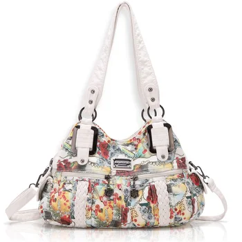 

Vintage Women Floral Handbag Lady Flower Print Shoudler Bag Crossbody Messenger Bag with Adjustable Long Shoulder Strap