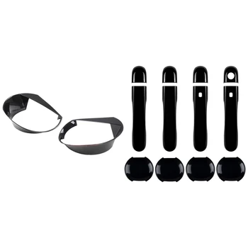 

1 Set Headlight Angry Eyes Head Lights Lamp Cover & 1 Set Door Handle Cover with Smart Keyhole and Cup Bowl Cover Trim