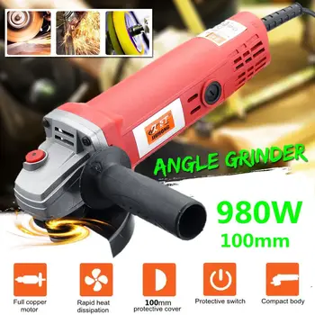 

220V Electric Angle Grinder 115/100mm Adjustable Speed Metal Cutting Tool 360 Degree Rotation Anti-slip Double Switch EU Plug