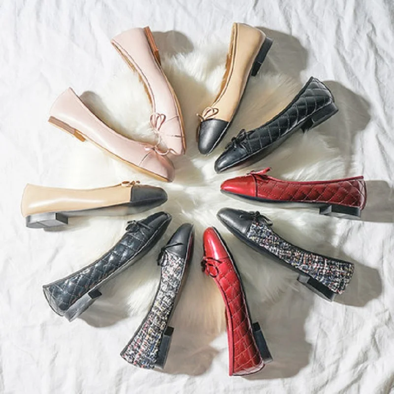 

Shoes woman luxury brand 2019 new ballet shoes women's leather wild shallow mouth flat casual women's shoes wedding banquet