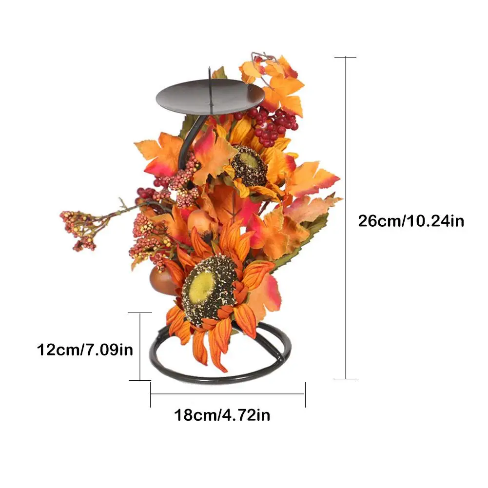 Maple Leaf Simulation Candlestick Iron Ornament Candlestick Decoration For Christmas Thanksgiving Halloween