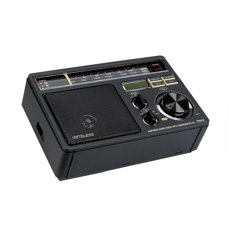TR618 FM/AM/SW 3 Band Portable Radio with USB TF