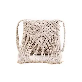 

Hand-woven retro-classical literature and art single-shouldered Baosen cotton yarn national wind tassels inclined to the beach f