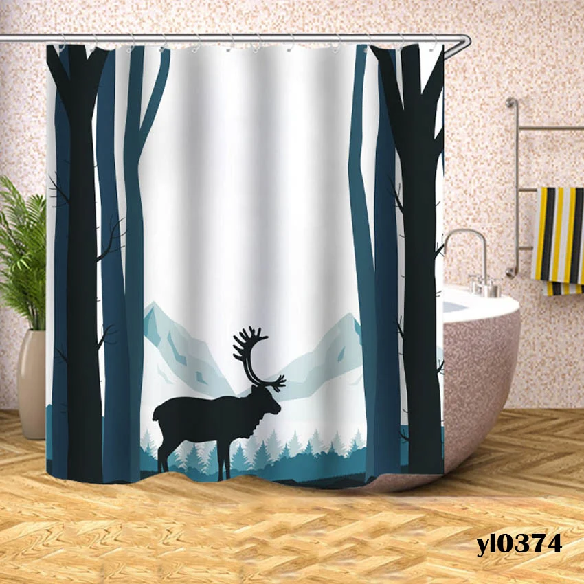 Pattern 3 Занавески для душа с принтом оленя Wapiti Moose, водонепроницаемые занавески для ванной, занавески для ванной, крышки для ванны, Большие широкие 12 крючков - Цвет: Pattern 3
