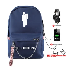 Singer Billie Eilish Fashion backpack multifunction USB charging Travel bag for teenagers Boys Girls School Bags