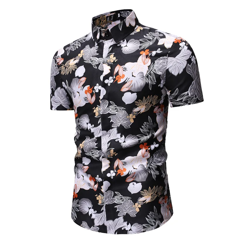 Мужская одежда EBay AliExpress летние новые продукты Мужская Повседневная рубашка с коротким рукавом и принтом Ys08