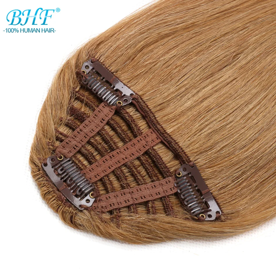 BHF человеческие волосы, челка, 8 дюймов, 20 г, прямые волосы Remy на заколках, натуральные волосы с бахромой, 3 зажима, передняя челка