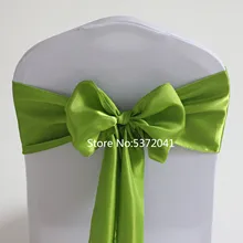 Горячая 17 × 275 см травяной зеленый стул с обивкой из тафты створки для свадебного мероприятия, вечерние и банкетные украшения