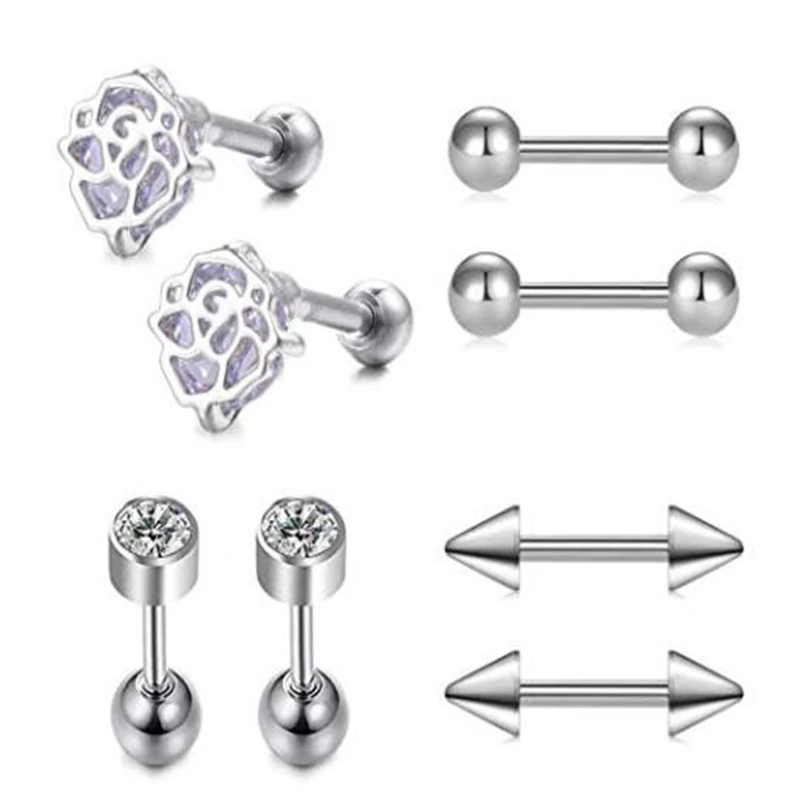 Tragus серьги для ушного хряща шпильки для пирсинга 16 г стальная губная серьга для губ Helix Lobe ухо штанга Конч пирсинг ювелирные изделия