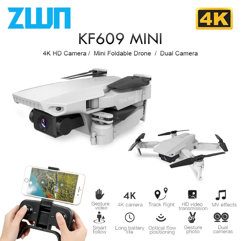 ZWN KF609 drone HD 4k WiFi real-time transmission fpv video live recording dual camera height keeping drone with camera ZWN KF609 drone HD 4k WiFi real-time transmission fpv video live recording dual camera height keeping drone with camera