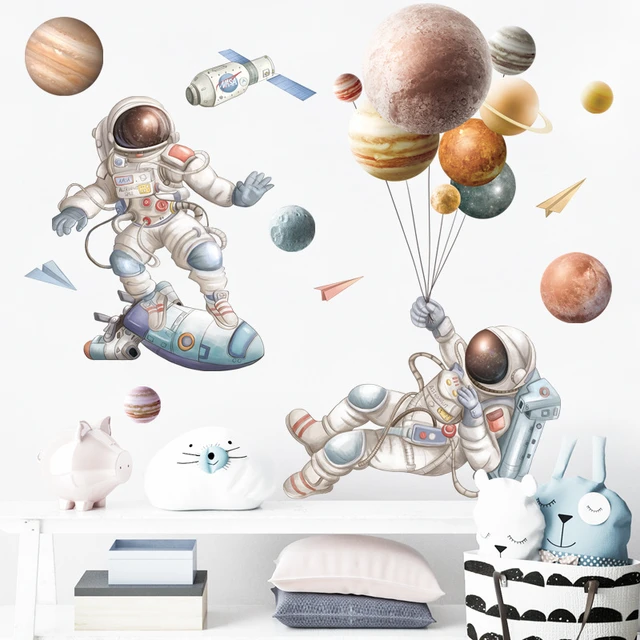 BRUP Parkour Astronaut Outer Space Wall Stickers for Kids Room ...