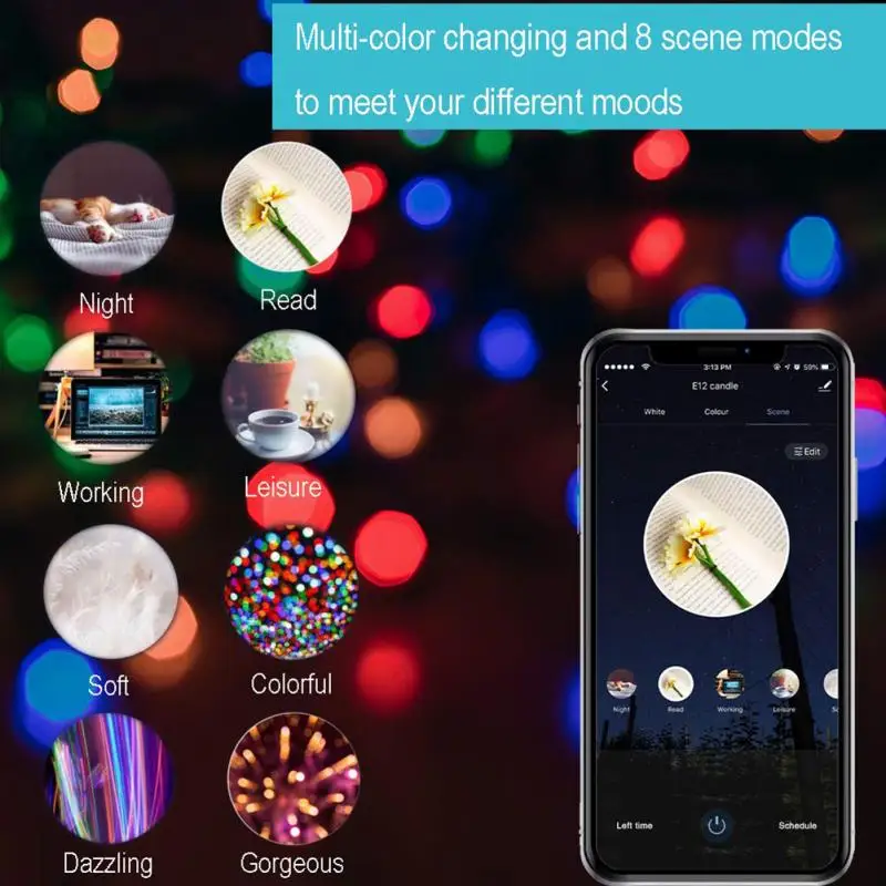 Светодиодная лампа Е14 B22 tuya smart life 2/4/8 шт. RGB 6 Вт с регулируемой яркостью светильник