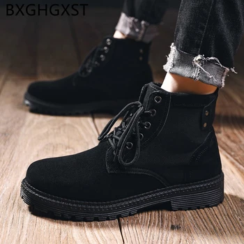 

Ankle Boots Men Casual Shoes Mens Boots Leather Designer Shoes Outdoor Black Boots Men 2020 Fashion Shoes Botines Hombre Sapato