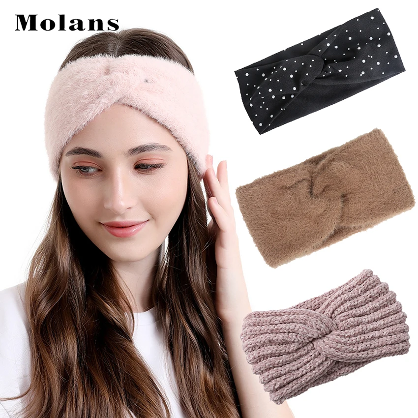 MOLANS Winter Warm Headband  Woolen Knitting Headbands Wool Knitted Elastic Headband Headwear Girls Hair Band Hair Accessories