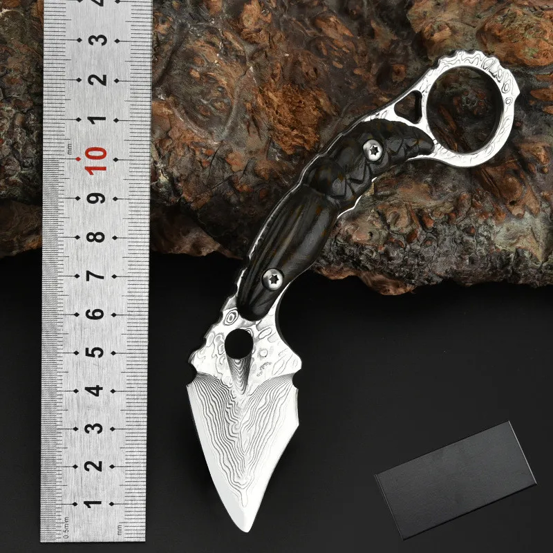 

HS Tools Survival Tools Giant Bee Damascus Karambit Carbon Fiber Tactical Hunting Outdoor Knife
