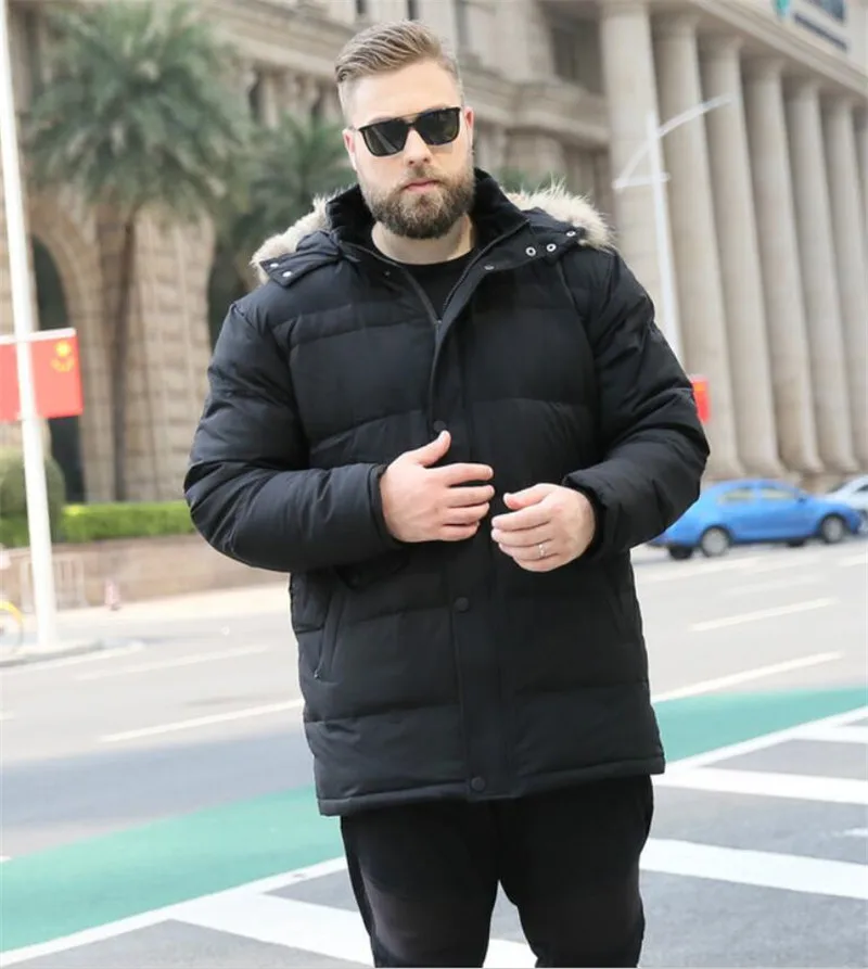 2019 Мужская Толстая куртка большого размера с капюшоном с коротким меховым воротником, хлопковое пальто, осенне-зимняя мужская куртка с