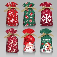 50pcs Christmas Gift Cartoon Bag Christmas Party Gift Bag Gift Box Candy Biscuit Bag Navidad Decoration Children Birthday Party