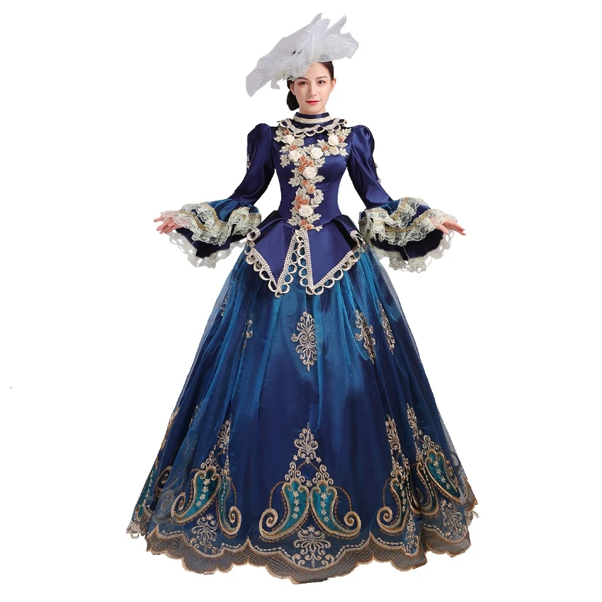 Vestido Medieval Rococo barroco de Antonieta, vestidos de baile azules del siglo 18, vestido época Medieval renacentista para mujer| Vestidos| - AliExpress