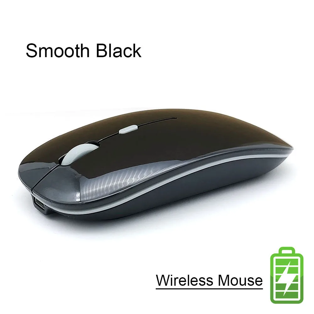 Smooth Black 2,4G Беспроводная перезаряжаемая ультра-тонкая Бесшумная мышь, бесшумная офисная мышь для ноутбука, оптоэлектронная мышь для домашнего использования в офисе - Цвет: Smooth Black