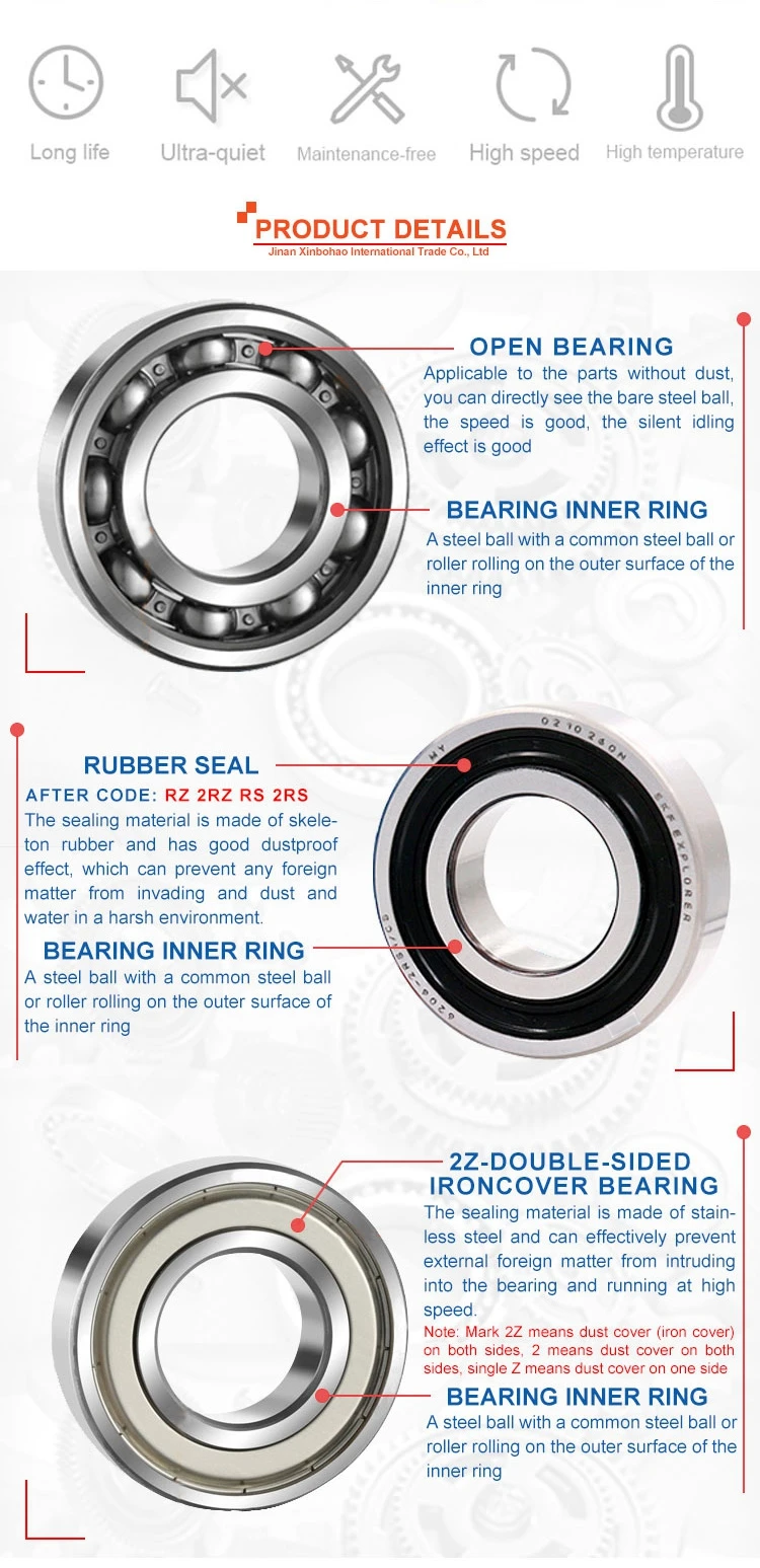 High Performance 6200 NSK Brand Deep Groove Ball Bearing 6200ZZ 6200 2rs